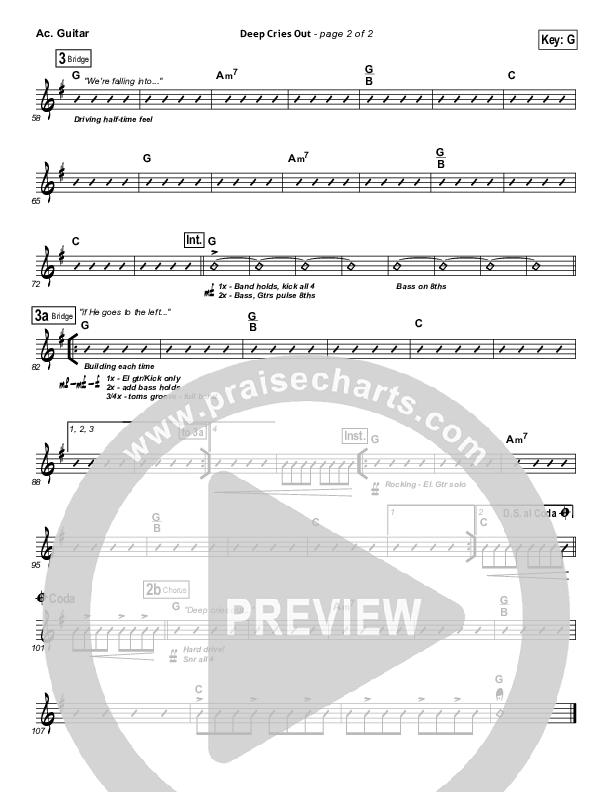 Deep Cries Out Acoustic Guitar (Bethel Music)