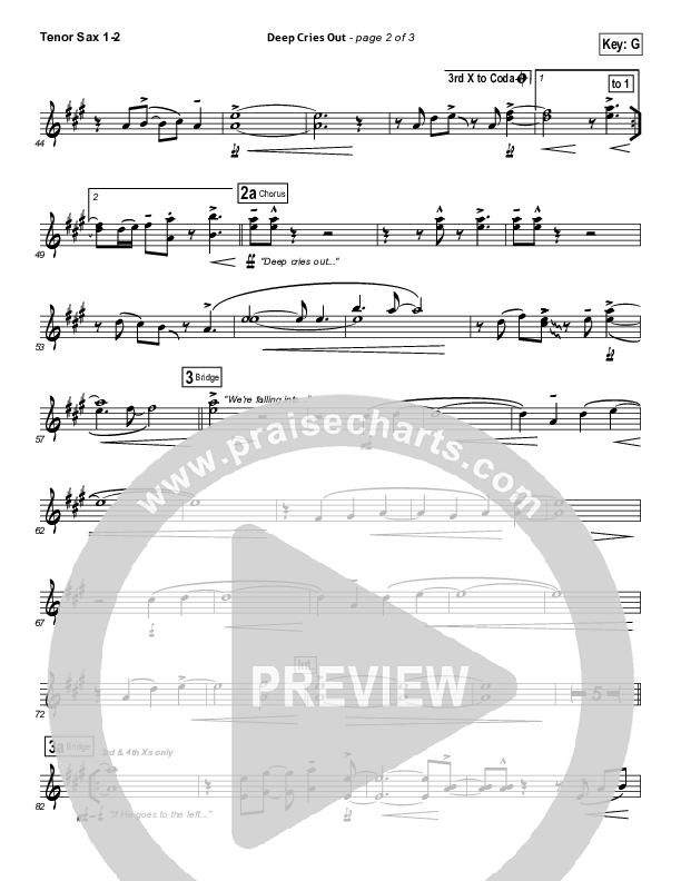 Deep Cries Out Tenor Sax 1/2 (Bethel Music)