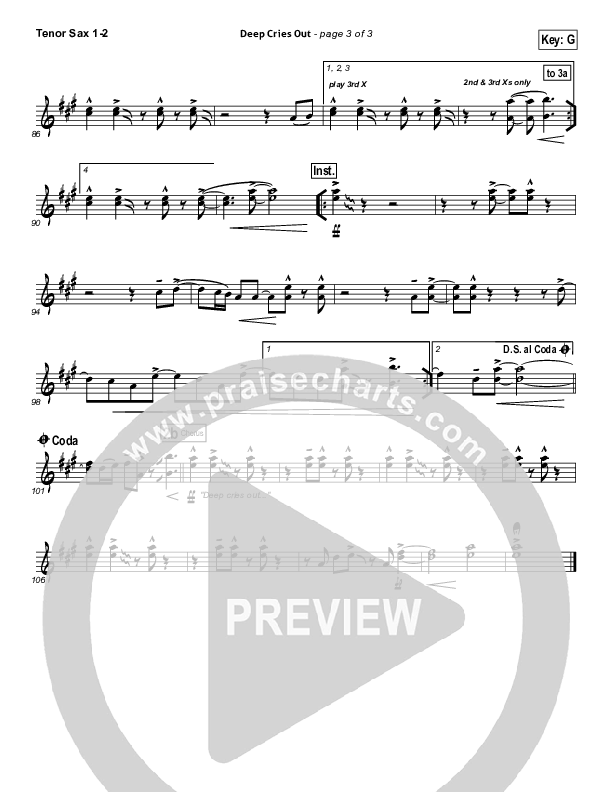 Deep Cries Out Tenor Sax 1/2 (Bethel Music)