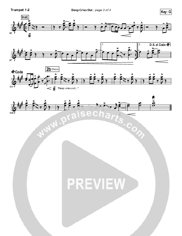 Deep Cries Out Trumpet 1,2 (Bethel Music)