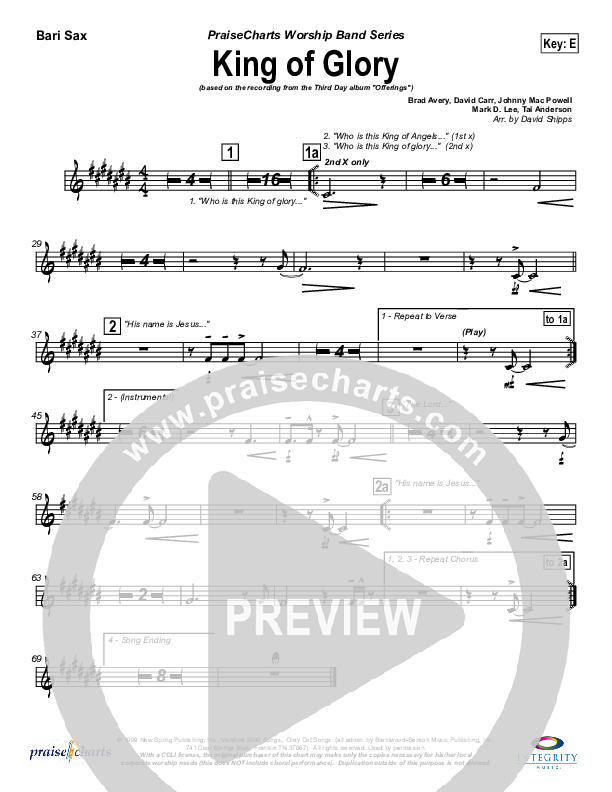 King Of Glory Bari Sax (Third Day)