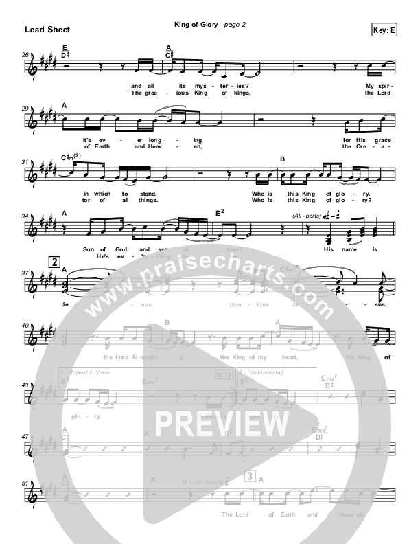 King Of Glory Lead Sheet (Third Day)