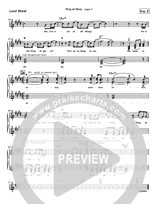 King Of Glory Lead Sheet (Third Day)