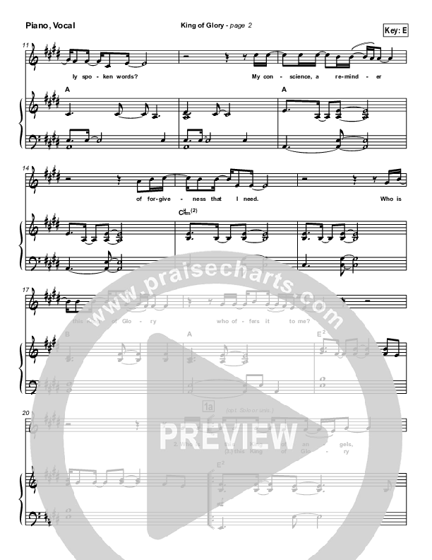 King Of Glory Sheet Music PDF (Third Day) PraiseCharts