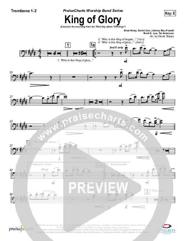 King Of Glory Trombone 1/2 (Third Day)