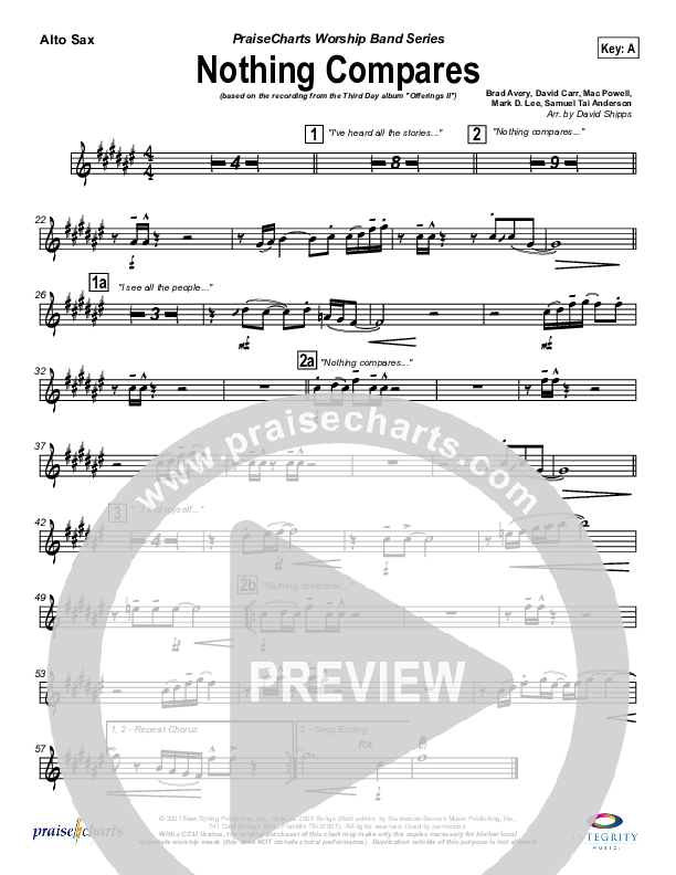 Nothing Compares Alto Sax (Third Day)