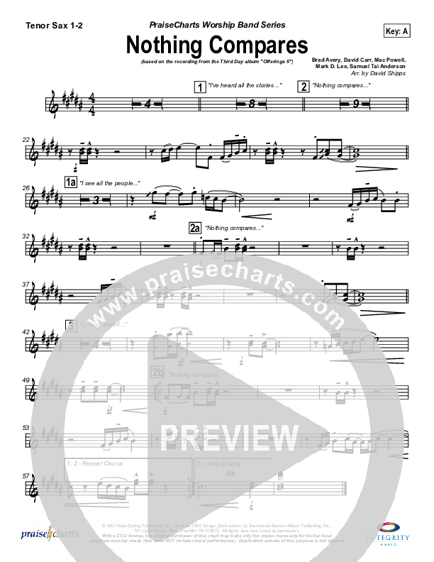 Nothing Compares Tenor Sax 1/2 (Third Day)