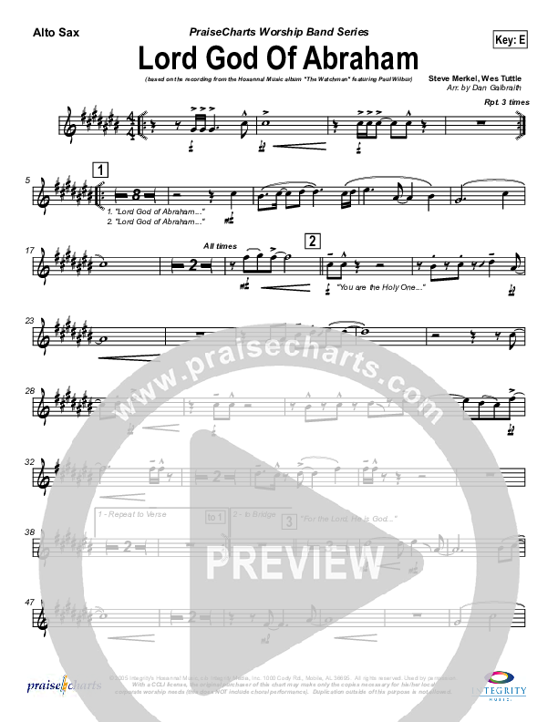 Lord God Of Abraham Alto Sax (Paul Wilbur)