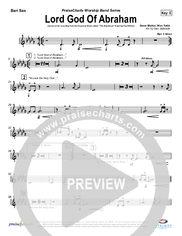 Lord God Of Abraham Bari Sax (Paul Wilbur)