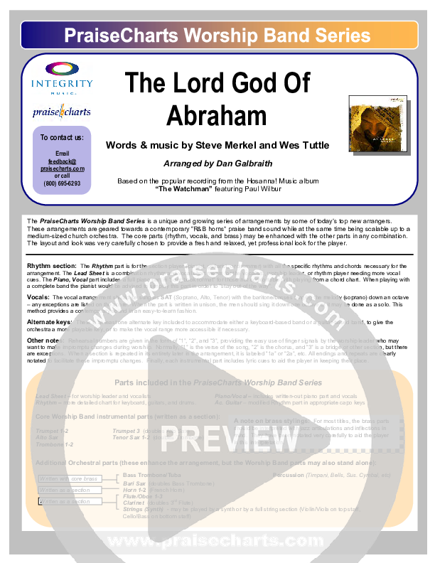 Lord God Of Abraham Cover Sheet (Paul Wilbur)