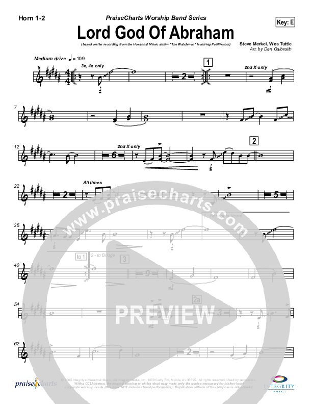 Lord God Of Abraham French Horn 1/2 (Paul Wilbur)