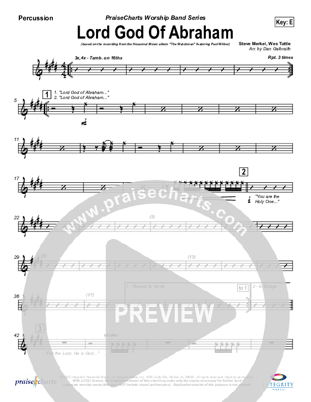 Lord God Of Abraham Percussion (Paul Wilbur)