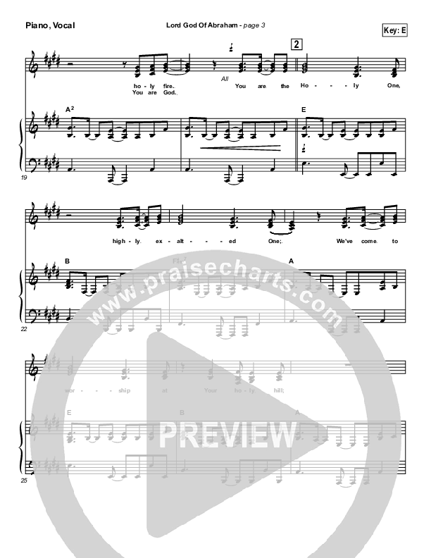 Lord God Of Abraham Piano/Vocal (Paul Wilbur)