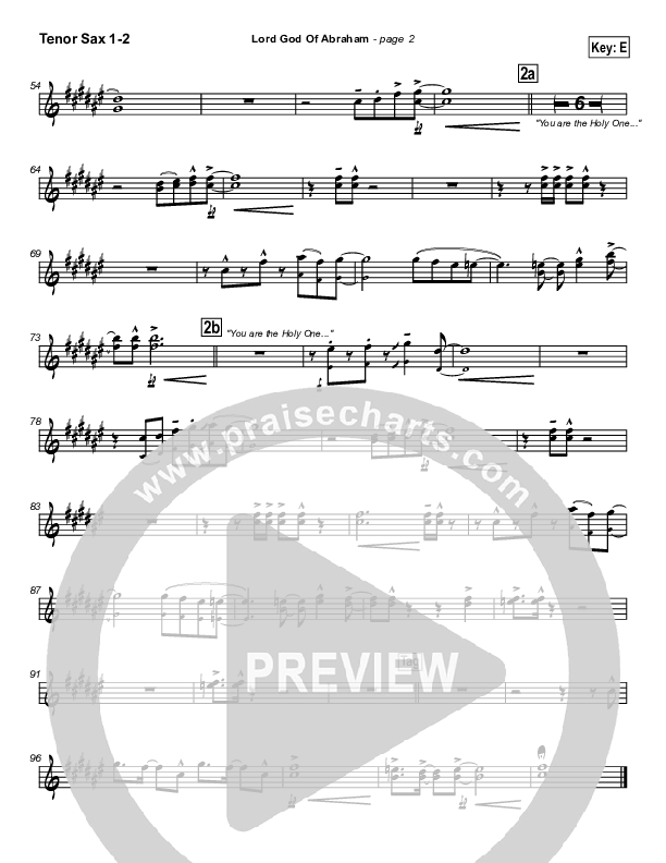 Lord God Of Abraham Tenor Sax 1/2 (Paul Wilbur)