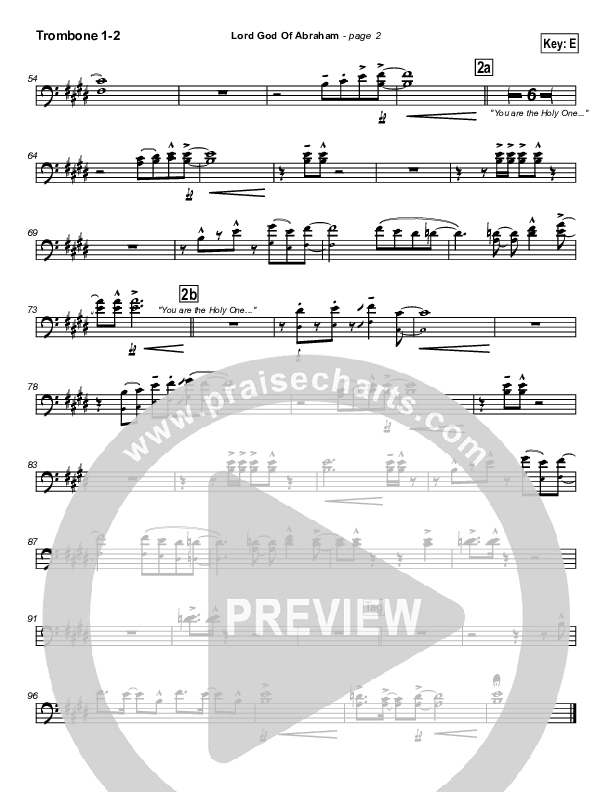 Lord God Of Abraham Trombone 1/2 (Paul Wilbur)