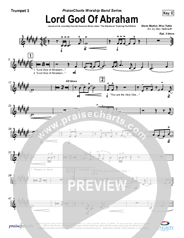 Lord God Of Abraham Trumpet 3 (Paul Wilbur)