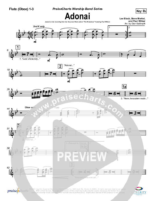 Adonai Flute/Oboe 1/2/3 (Paul Wilbur)
