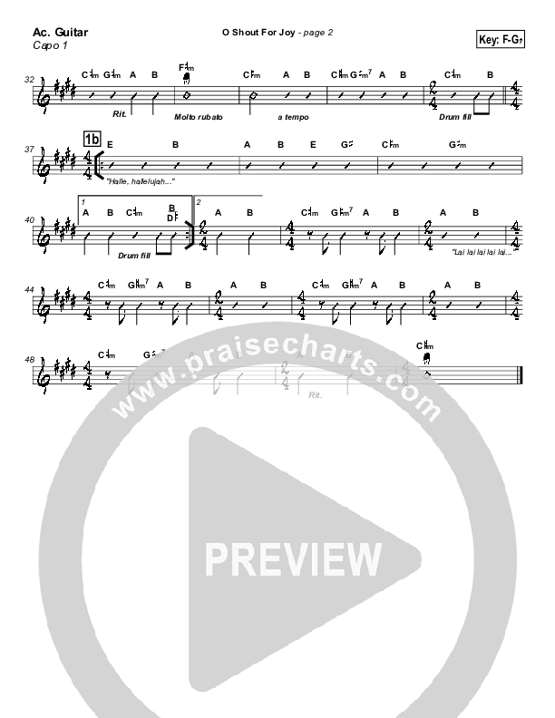 O Shout For Joy Acoustic Guitar (Paul Wilbur)