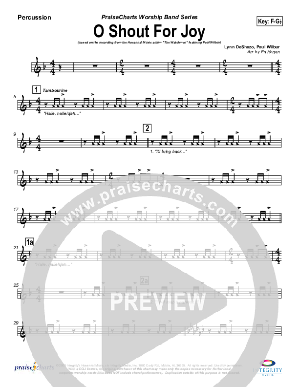 O Shout For Joy Percussion (Paul Wilbur)