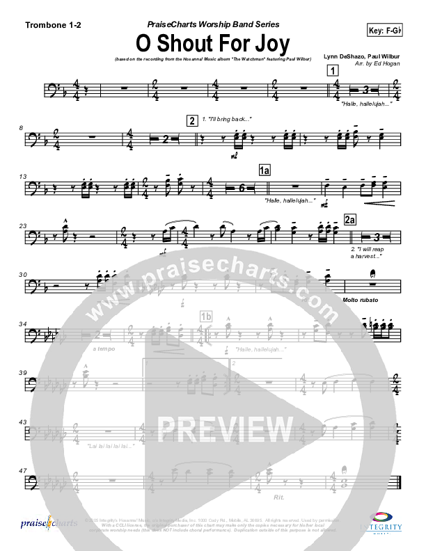 O Shout For Joy Trombone 1/2 (Paul Wilbur)