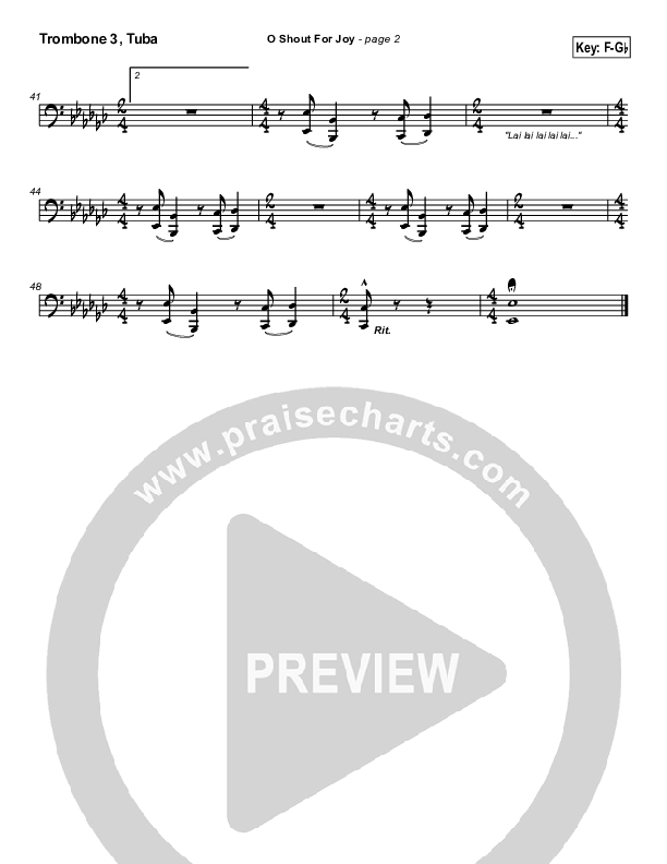 O Shout For Joy Trombone 3/Tuba (Paul Wilbur)