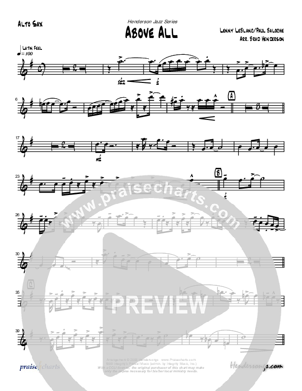 Above All (Instrumental) Alto Sax (Brad Henderson)