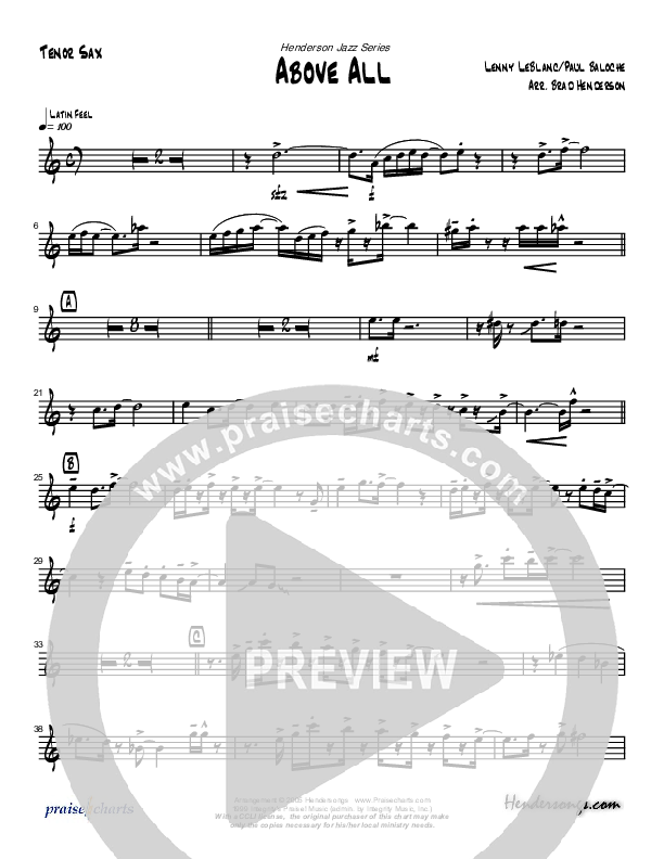 Above All (Instrumental) Tenor Sax 2 (Brad Henderson)
