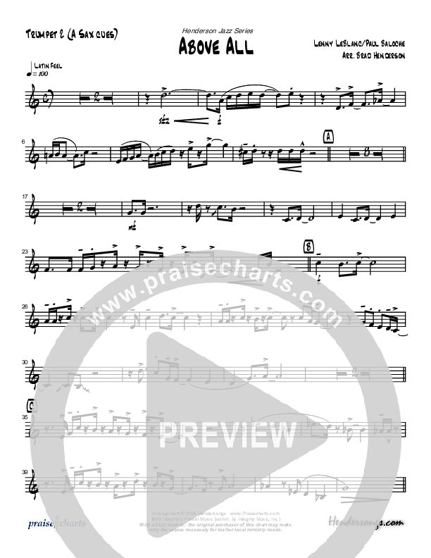 Above All (Instrumental) Trumpet 2 (Brad Henderson)