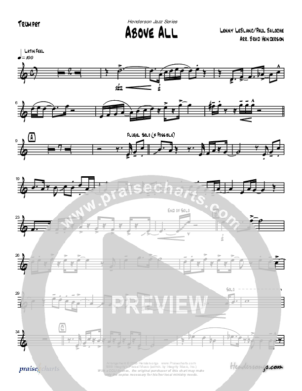 Above All (Instrumental) Trumpet (Brad Henderson)