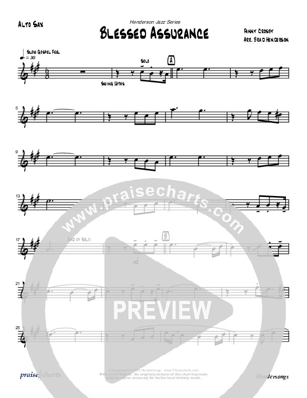 Blessed Assurance (Instrumental) Alto Sax (Brad Henderson)