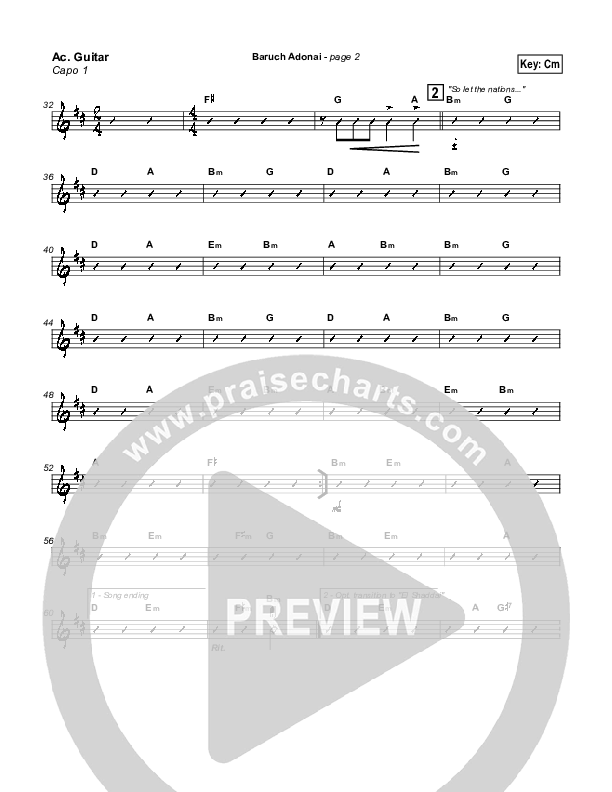 Baruch Adonai Acoustic Guitar (Paul Wilbur)