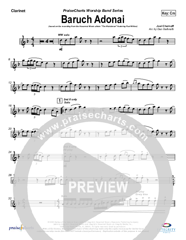 Baruch Adonai Clarinet (Paul Wilbur)