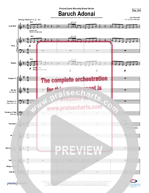 Baruch Adonai Conductor's Score (Paul Wilbur)