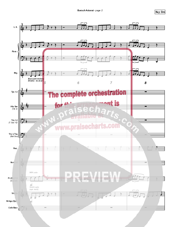 Baruch Adonai Conductor's Score (Paul Wilbur)