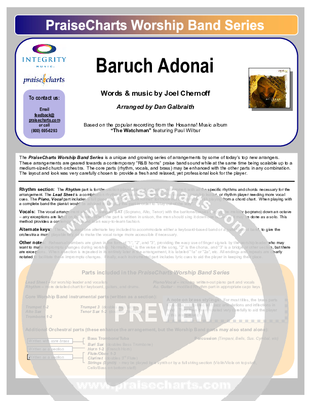 Baruch Adonai Orchestration (Paul Wilbur)