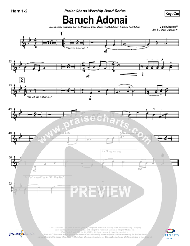 Baruch Adonai French Horn 1/2 (Paul Wilbur)