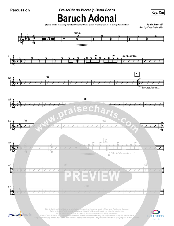 Baruch Adonai Percussion (Paul Wilbur)