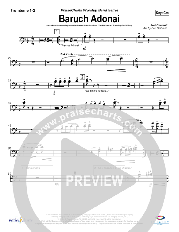 Baruch Adonai Trombone 1/2 (Paul Wilbur)