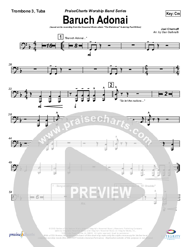 Baruch Adonai Trombone 3/Tuba (Paul Wilbur)