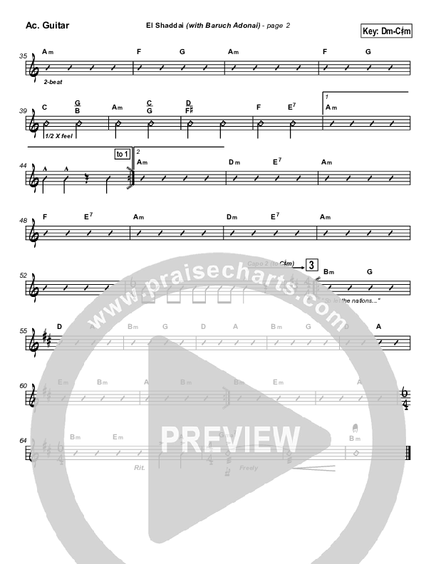 El Shaddai (with Baruch Adonai) Acoustic Guitar (Paul Wilbur)