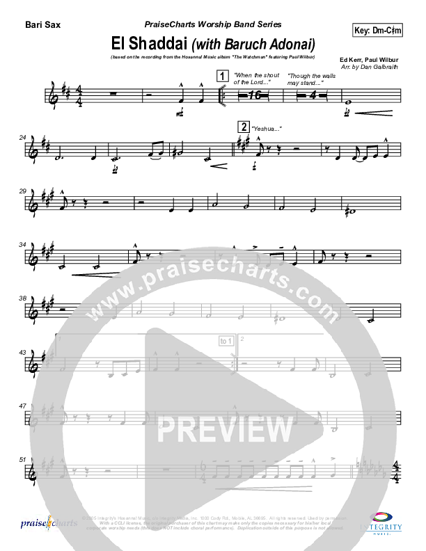 El Shaddai (with Baruch Adonai) Bari Sax (Paul Wilbur)