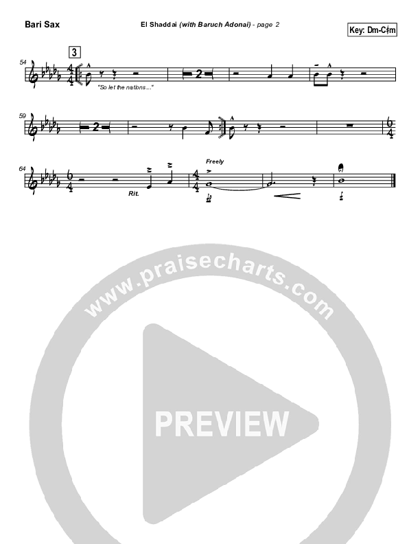 El Shaddai (with Baruch Adonai) Bari Sax (Paul Wilbur)