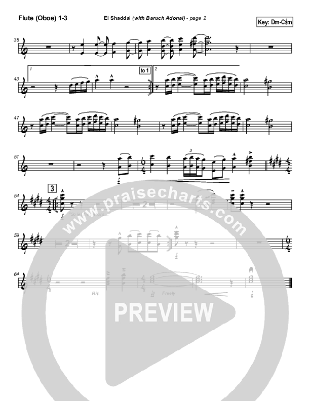 El Shaddai (with Baruch Adonai) Flute/Oboe 1/2/3 (Paul Wilbur)