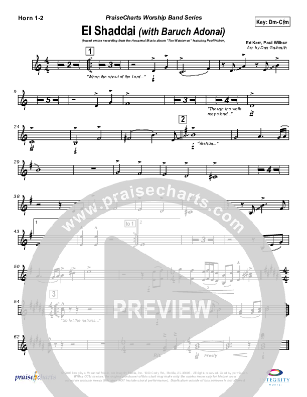 El Shaddai (with Baruch Adonai) French Horn 1/2 (Paul Wilbur)