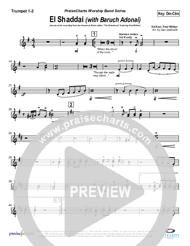 El Shaddai (with Baruch Adonai) Trumpet 1,2 (Paul Wilbur)