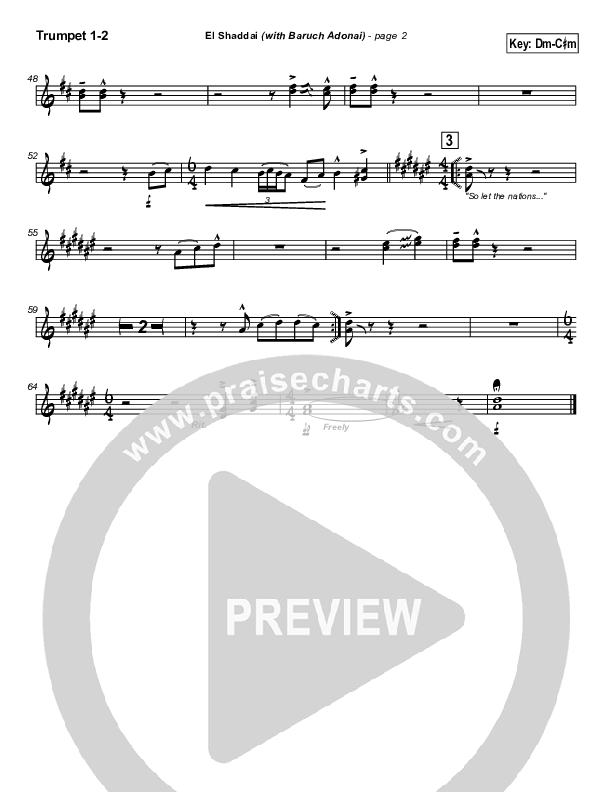 El Shaddai (with Baruch Adonai) Trumpet 1,2 (Paul Wilbur)