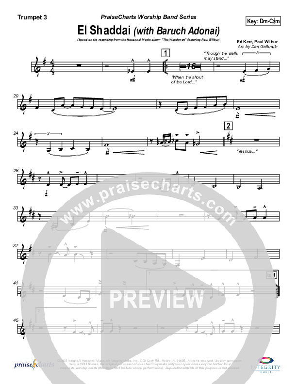 El Shaddai (with Baruch Adonai) Trumpet 3 (Paul Wilbur)