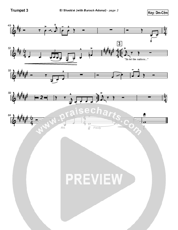 El Shaddai (with Baruch Adonai) Trumpet 3 (Paul Wilbur)