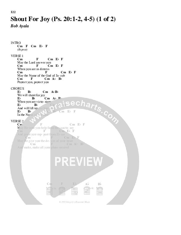 Shout For Joy Chord Chart (Bob Ayala)