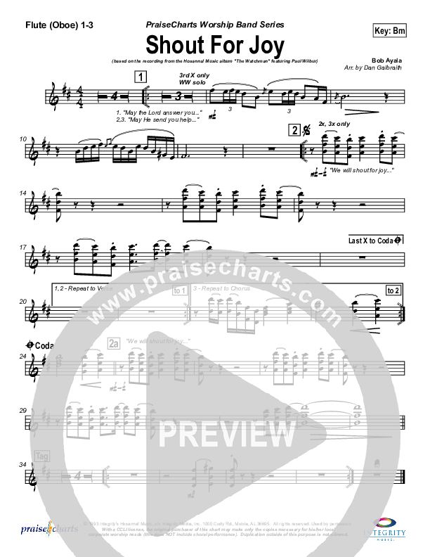 Shout For Joy Flute/Oboe 1/2/3 (Bob Ayala)